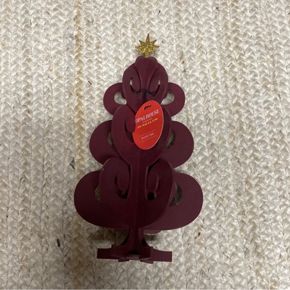 🔥 Opalhouse Jungalow Red Wood Swirl Christmas Tree Decor w/Gold Star - Picture 3 of 4